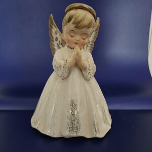 Lefton Vintage Praying Angel Planter 1714 Porcelain Christmas Repair 7"